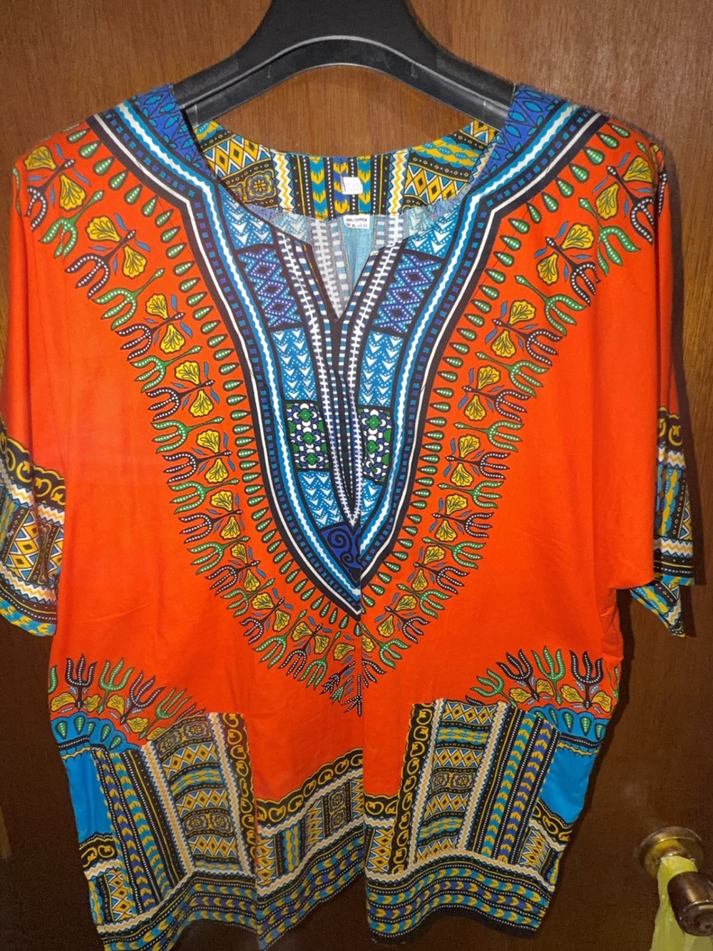 Vibrant Orange Dashiki-Style Women's Top